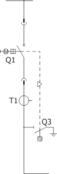 Schemat strukturalny rozdzielnicy RELF ex - Pole sprzęgłowe - szafa z wyłącznikiem