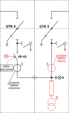 Schemat elektryczny rozdzielnicy Rotoblok - pole sprzęgłowe wyłącznikowe