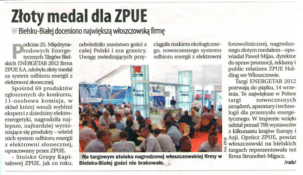 Złoty medal dla ZPUE