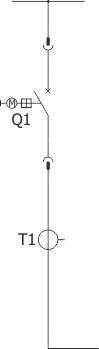 Schemat strukturalny rozdzielnicy RXD 36 - Pole sprzęgłowe – szafa z wyłącznikiem