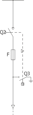 Schemat strukturalny rozdzielnicy RELF ex - Pole liniowe z rozłącznikiem