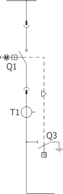 Schemat strukturalny rozdzielnicy RELF - Pole sprzęgłowe - szafa z wyłącznikiem