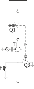 Schemat strukturalny rozdzielnicy RELF 36 - Pole liniowe z wyłącznikiem