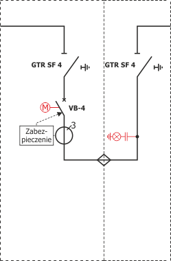 Schemat elektryczny rozdzielnicy Rotoblok SF - pole sprzęgłowe