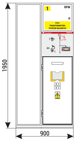 ATpwł4 (pole z transformatorem potrzeb własnych) - widok z frontu