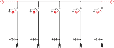 Електрична схема розподільного пристрою TPM - 5 лінійних відсіків