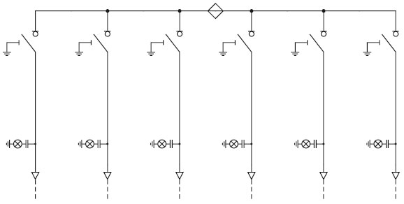 Schemat elektryczny rozdzielnicy TPM Air - Połączenie boczne rozdzielnic LLL+ (p)+LLL+ (l)